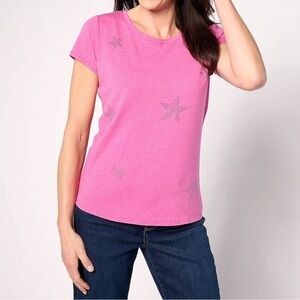 Bumble Bella‎ by Jill Martin Soft Cotton Blend Bejeweled Star Short Sleeve Tee